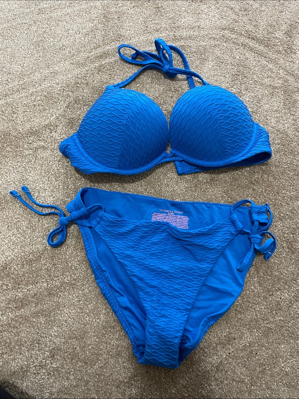 Victoria's Secret Bright Blue Textured Bikini Set